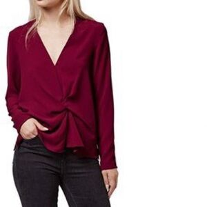 Topshop Twist Blouse In Red